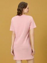 1pc Ravenclaw Owl Graphic Pink Drop Shoulder Tee Dress